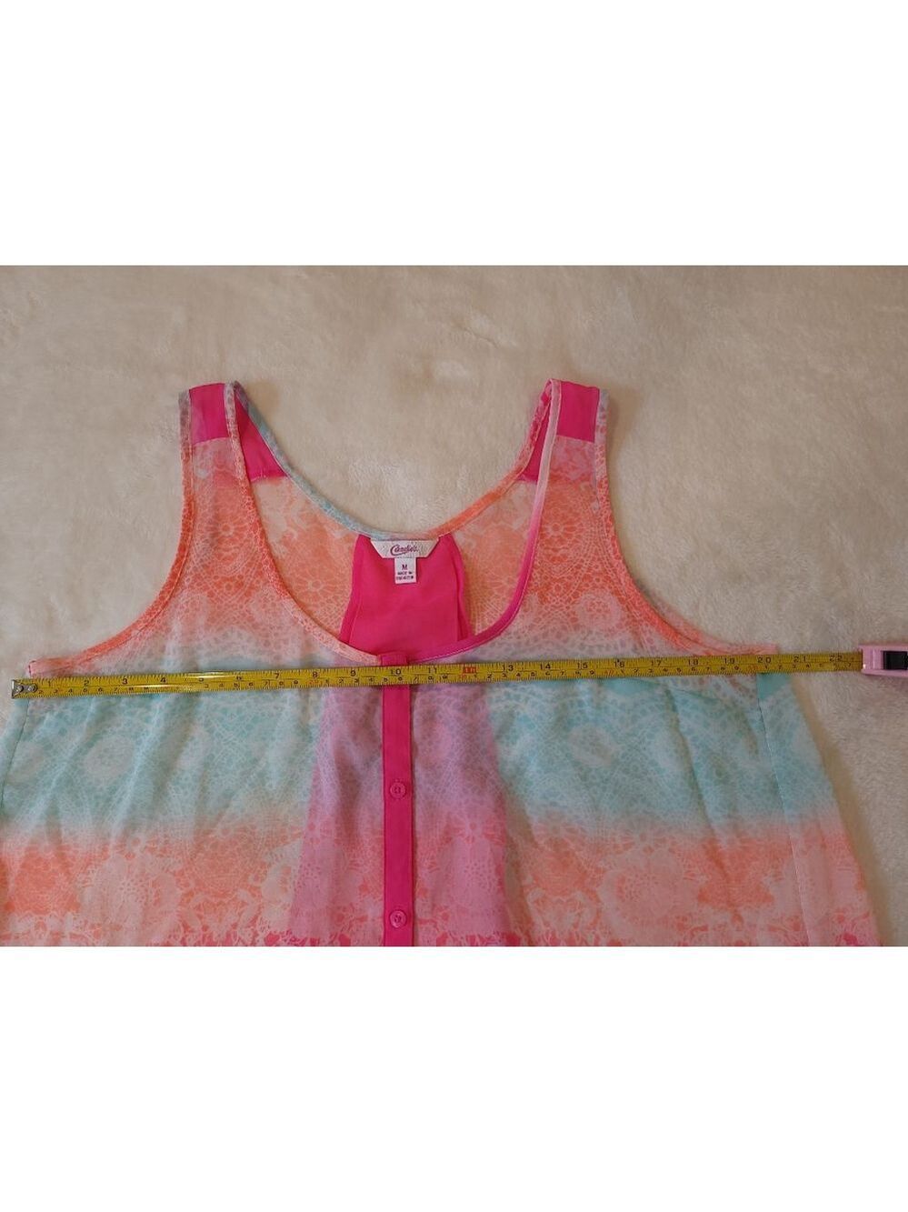 Candie's Women's Pink Tank Top Size M High-Low Hem - Picture 4 of 8